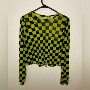 Women’s long sleeve see though shirt -size xl - color lime green and black
